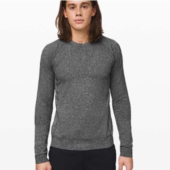 Lululemon Engineered Warmth Long Sleeve Black White Merino Wool Shirt size large - Picture 1 of 9